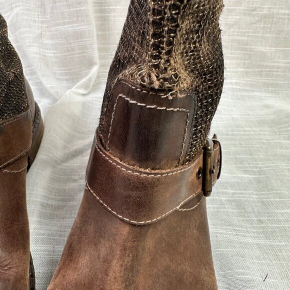 SUNDANCE Womens Bound For Glory Brown & Gold Leather Ankle Boots EU 39 / US 8 - Picture 2 of 8